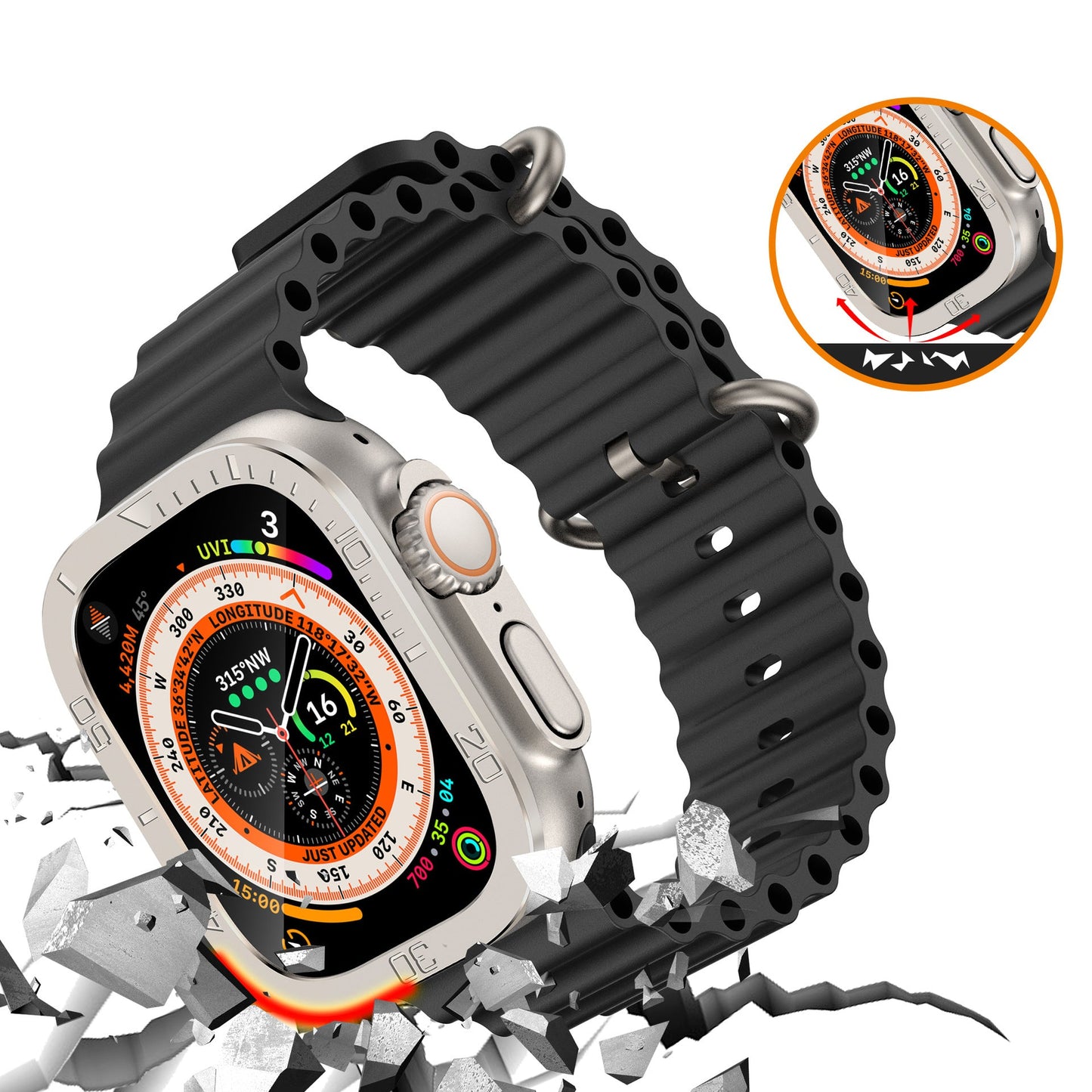 Protector de Pantalla de Cristal Templado para Apple Watch Ultra: Diseño Numérico y Protección Total