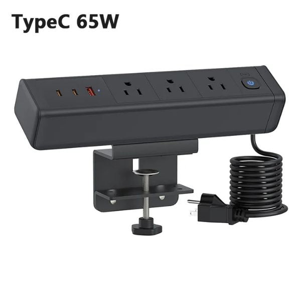 PowerClamp™ USB-C PD 65W: Toma de Corriente Múltiple para Escritorio