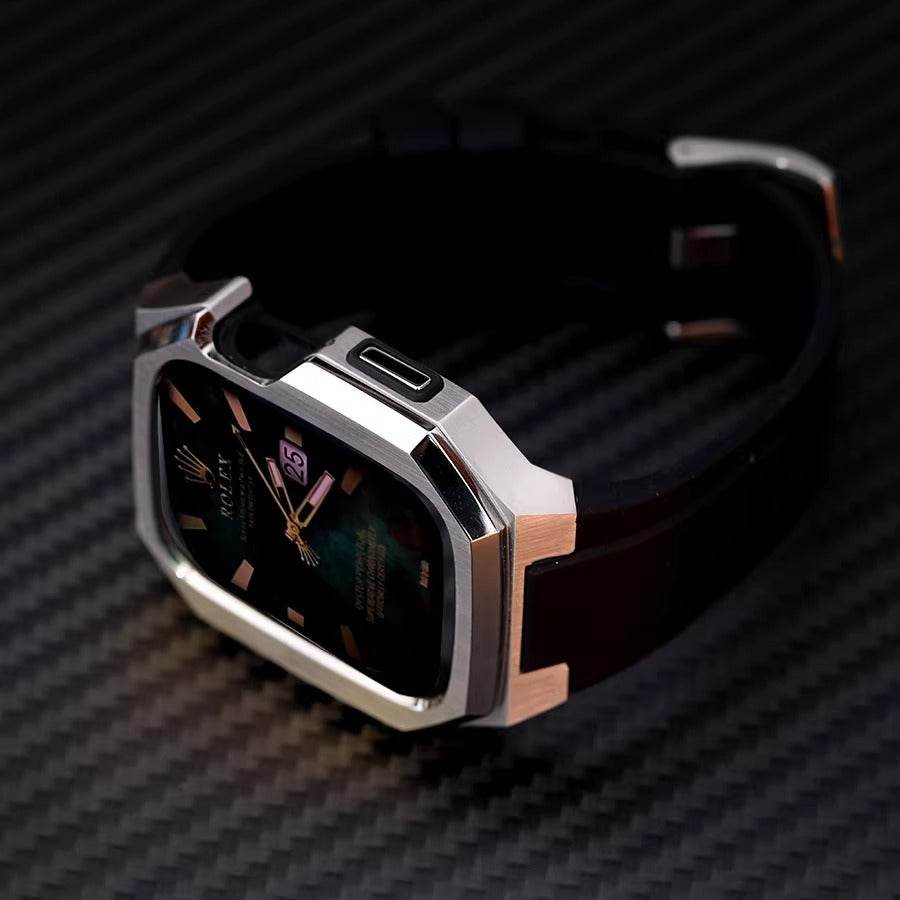 Carcasa de Acero Inoxidable y Correa de Goma para Apple Watch: Durabilidad y Estilo