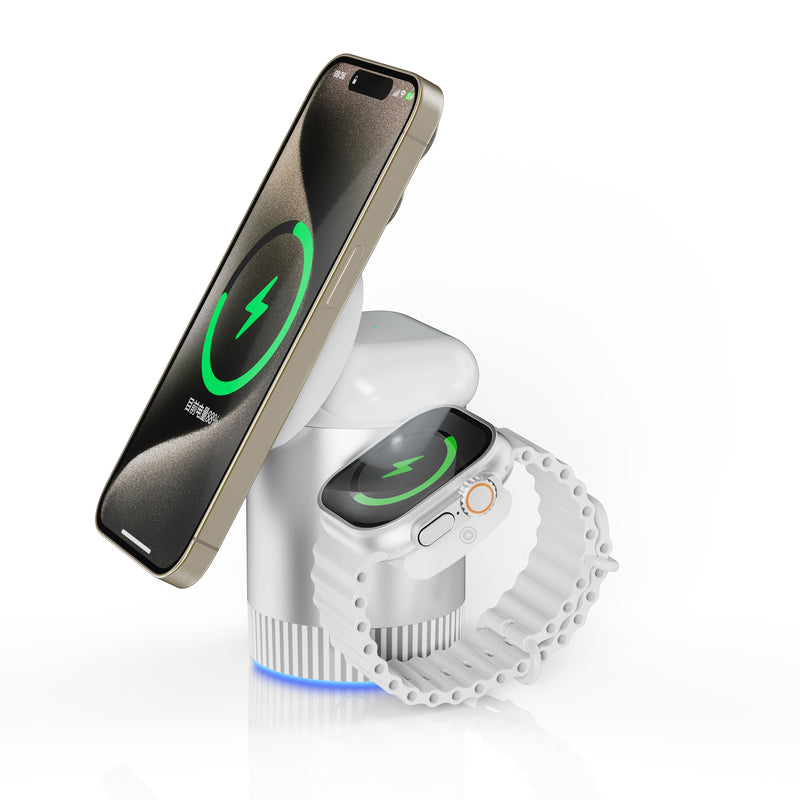 3 en 1 Magnetic Charger Station: Carga Rápida y Compacta para Tus Dispositivos Apple