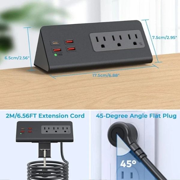 Hub de Energía ClampMount™: Regleta USB-C y AC para Bordes de Escritorio
