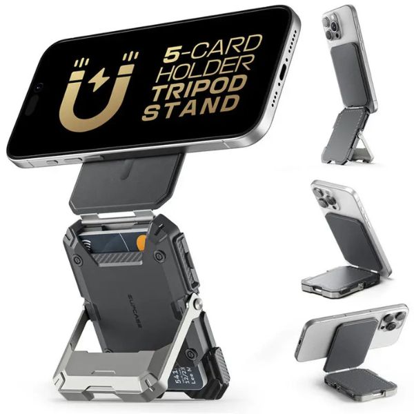 SUPCASE MagSafe: Cartera Magnética con Trípode para iPhone | Seguridad y Versatilidad 5 en 1