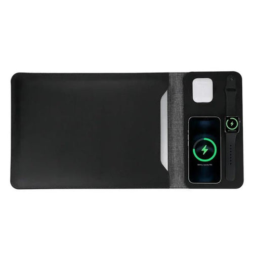 PowerPad Pro 3-en-1: Funda para Portátil y Cargador Inalámbrico Magnético | Oficina Portátil Completa