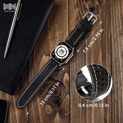 Vintage Racing Leather Band: Estilo Clásico y Deportivo para Apple Watch