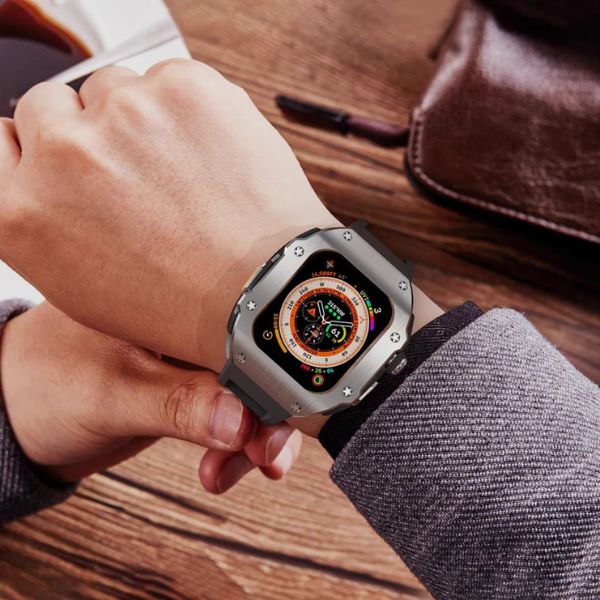 RM Vanguard Series: Carcasa de Acero Inoxidable y Correa Fluororubber para Apple Watch Ultra