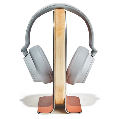 TuneBase: Soporte Premium de Madera y Cuero para Auriculares | Estilo y Protección