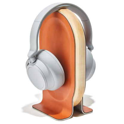 TuneBase: Soporte Premium de Madera y Cuero para Auriculares | Estilo y Protección