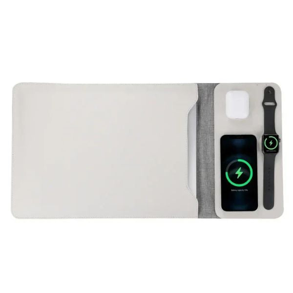 PowerPad Pro 3-en-1: Funda para Portátil y Cargador Inalámbrico Magnético | Oficina Portátil Completa