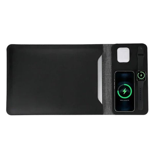 PowerPad Pro 3-en-1: Funda para Portátil y Cargador Inalámbrico Magnético | Oficina Portátil Completa